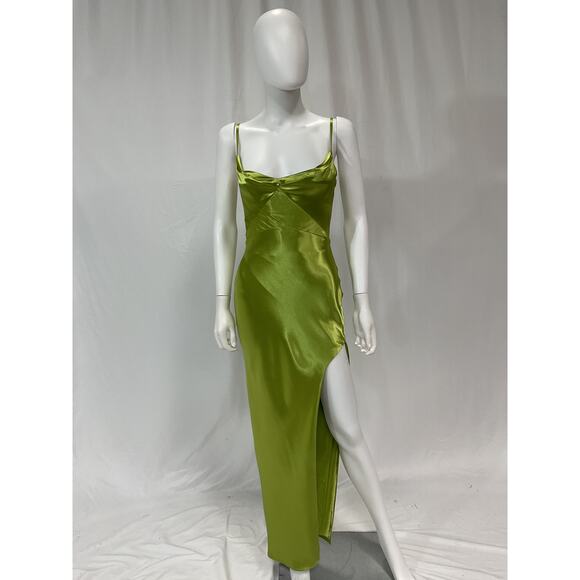 Nicholas 'Ariah' Green Satin Cowl Draped Midi Dress Size 2 - Picture 2 of 4